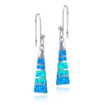 Blue Opal Short Tapered Sterling Silver Dangle Earrings
